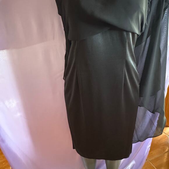 Vintage Alex Evenings Black Beaded Slip Y2K 90’s Dress Sz 8 Asymmetrical - Picture 8 of 15